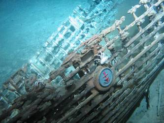 One of ship's boats lying on seabed in decayed state